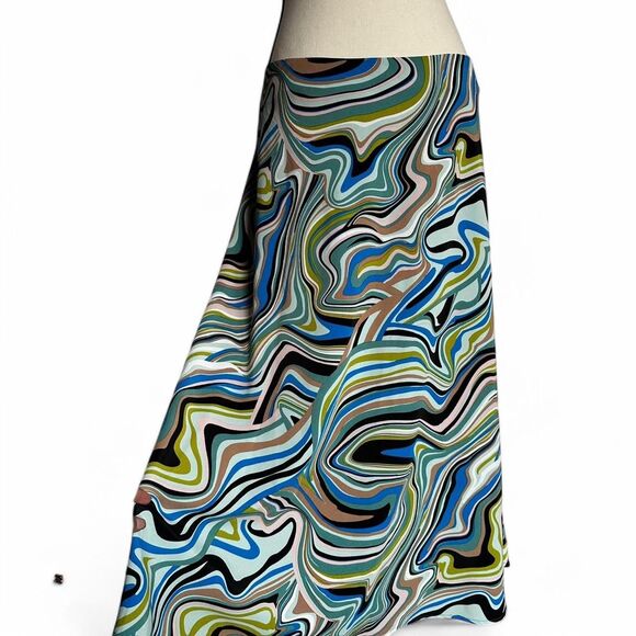 Bar III Women's Abstract swirl print midi skirt, Size 14W - Picture 2 of 7